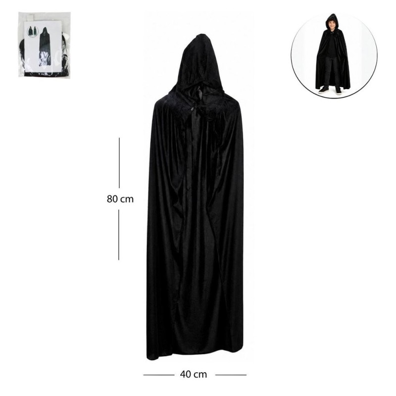 Capa De Vampiro Com Capuz Preto Halloween 80cm Infantil