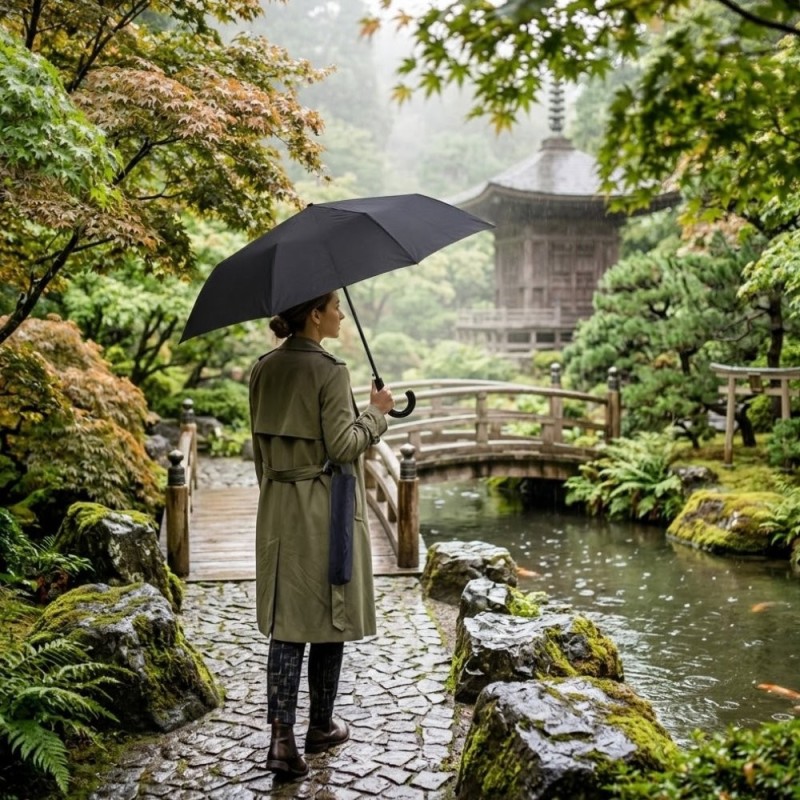 Guarda Chuva Retrátil Sombrinha Cabo Curvo Com Capa