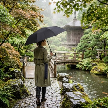 Guarda Chuva Retrátil Sombrinha Cabo Curvo Com Capa