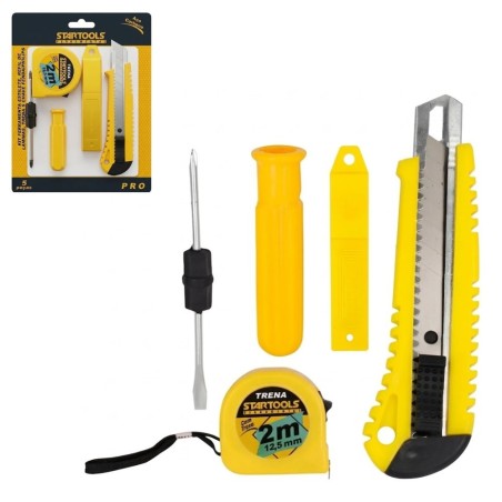 Kit De Ferramentas 5 Peças Chaves Fenda Philips Estilete Trena