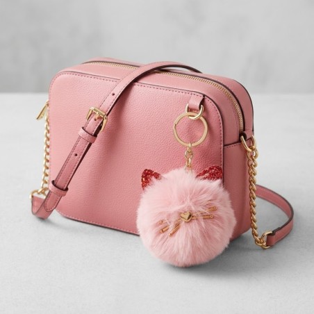 Chaveiro Pompom De Pelúcia Gatinho 7cm Para Bolsa Mochila E Chaves