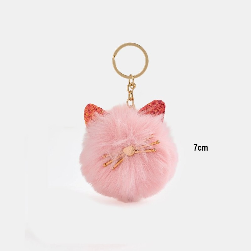 Chaveiro Pompom De Pelúcia Gatinho 7cm Para Bolsa Mochila E Chaves