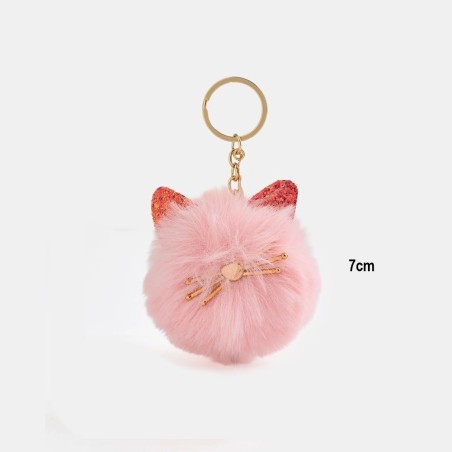 Chaveiro Pompom De Pelúcia Gatinho 7cm Para Bolsa Mochila E Chaves