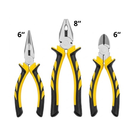 Conjunto De 3 Alicates De Bico Universal E De Corte