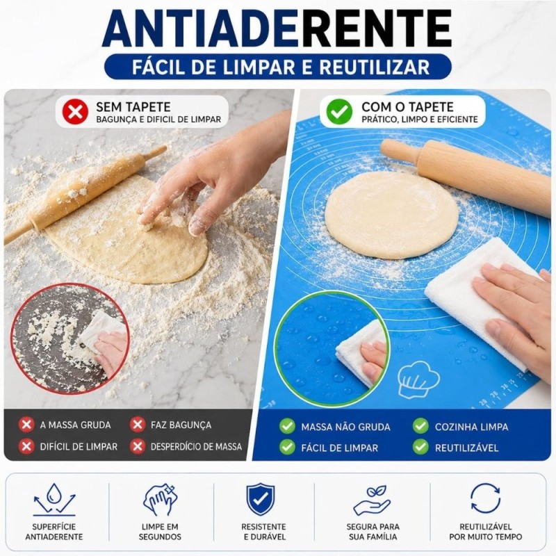 Tapete Culinário Antiaderente De Silicone Forno Confeitaria 40x50cm