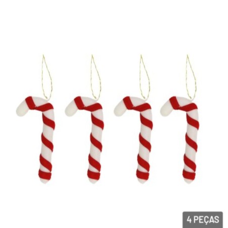 Kit 4 Enfeites Bengala Natalina Pendente Decoração 7cm 2