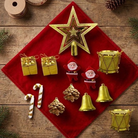 Kit Enfeites De Natal Pendentes Ponteira Dourados 13cm
