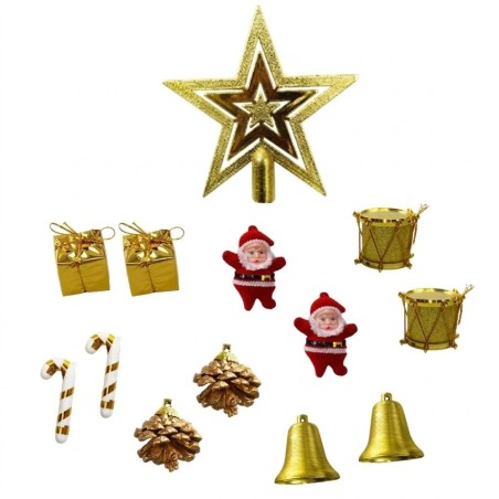 Kit Enfeites De Natal Pendentes Ponteira Dourados 13cm 2