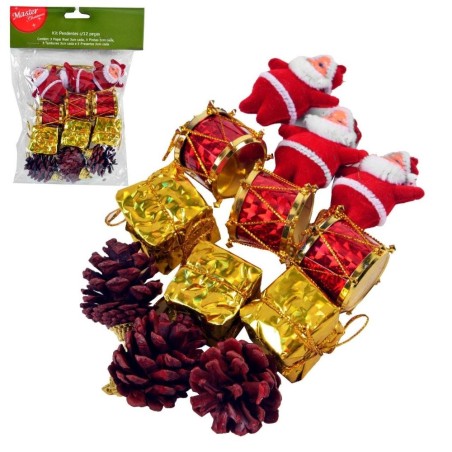 Kit Pendentes De Natal Enfeites Decoração 12 Peças 3cm