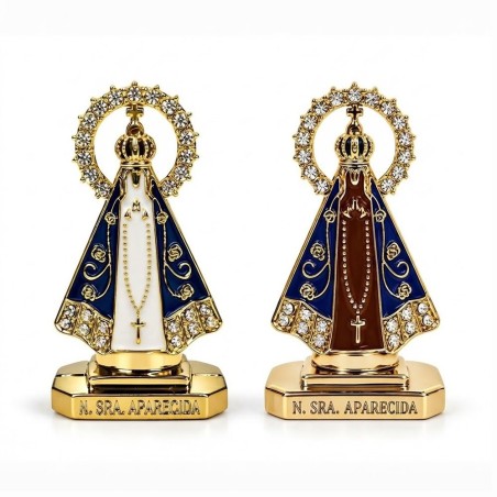 Mini Imagem Nossa Senhora Aparecida Dourada Dupla Face Auto Colante