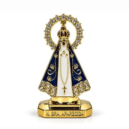 Mini Imagem Nossa Senhora Aparecida Dourada Dupla Face Auto Colante