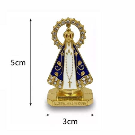 Mini Imagem Nossa Senhora Aparecida Dourada Dupla Face Auto Colante