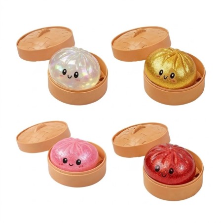 Squishy Antiestresse Dumpling Bolinho Apertar 8,5cm Glitter Surpresa Kawaii 2