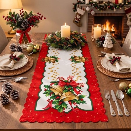Trilho Caminho De Mesa Natalino Estampado 40x85cm Decorativo