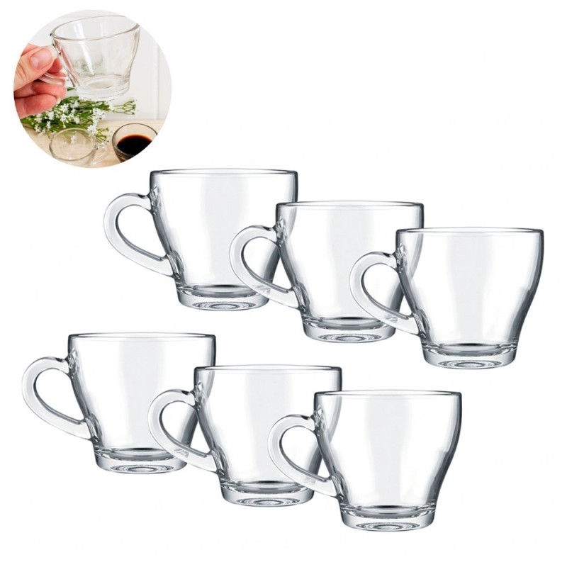 Kit 6 Xícaras De Vidro Cusco Resistênte Para Café 90ml