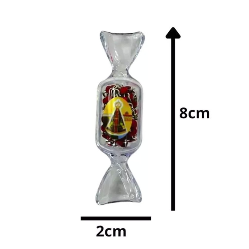 Terço Nossa Sra. Aparecida Perfumado Prateado Caixinha Bala