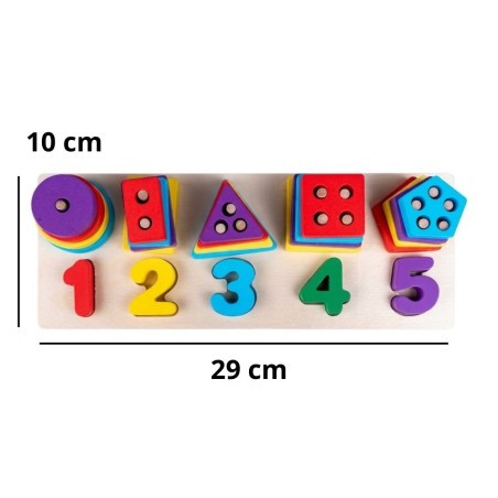 Brinquedo Formas Geométricas Números De Encaixar Madeira Montessori