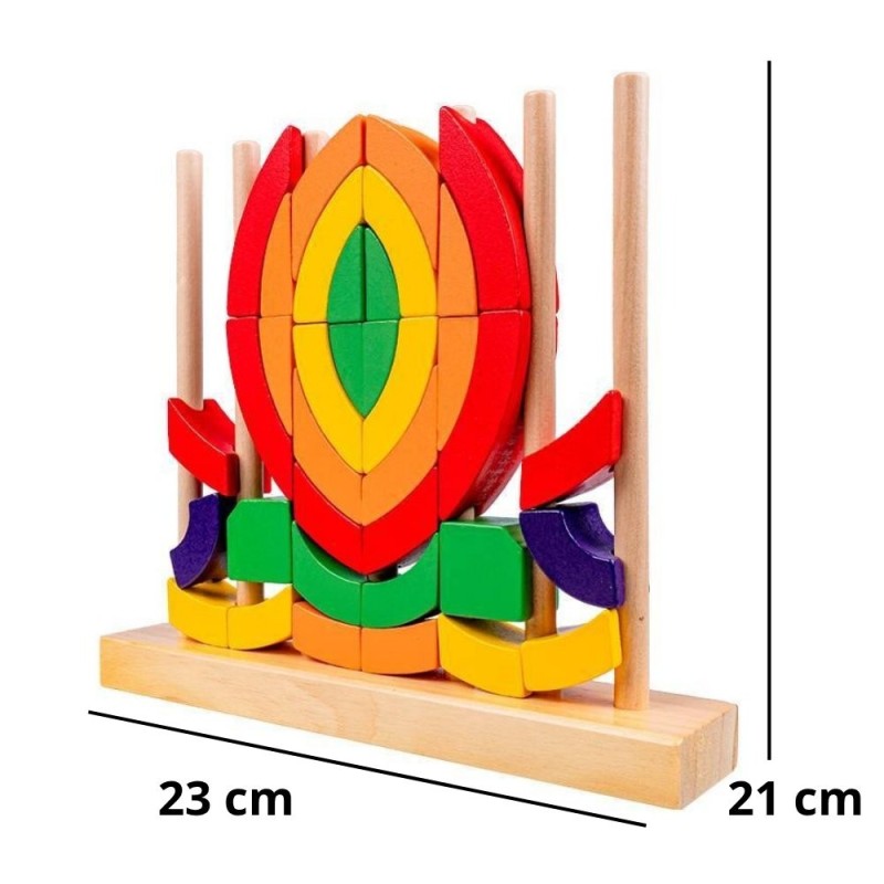 Jogo Quebra Cabeça Empilhável Com Cartas Arco-Íris Montessori