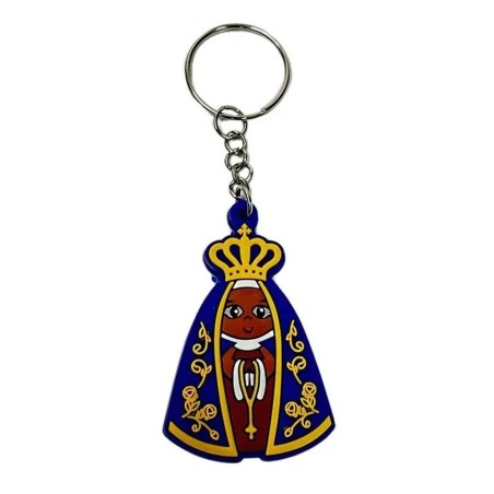Chaveiro Nossa Sra. Aparecida Manto Azul Emborrachado