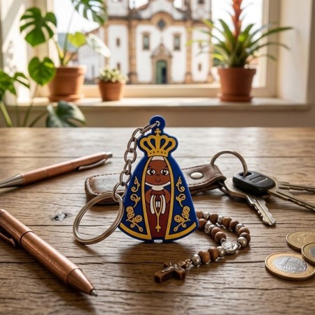 Chaveiro Nossa Sra. Aparecida Manto Azul Emborrachado