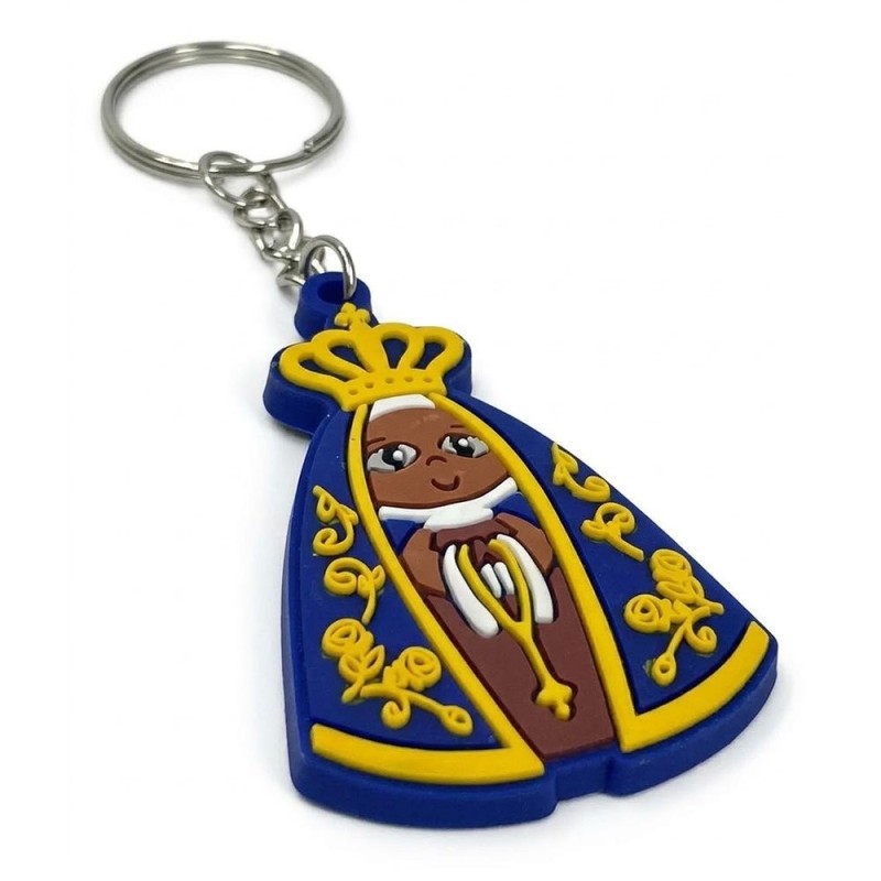 Chaveiro Nossa Sra. Aparecida Manto Azul Emborrachado