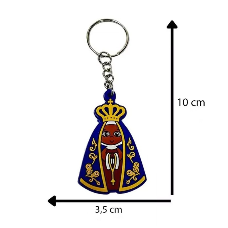 Chaveiro Nossa Sra. Aparecida Manto Azul Emborrachado