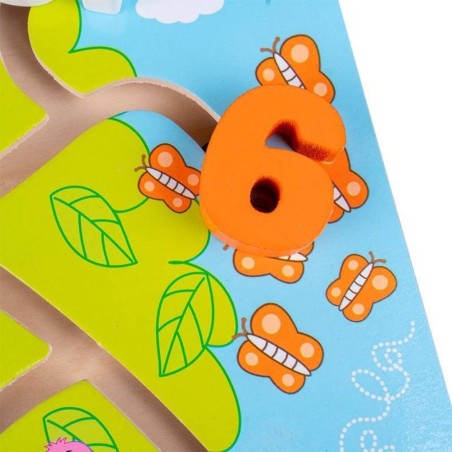 Brinquedo Didático Ordem Dos Números Animais Madeira Montessori