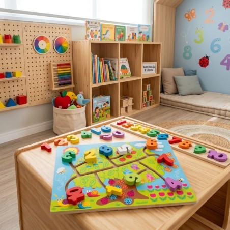 Brinquedo Didático Ordem Dos Números Animais Madeira Montessori