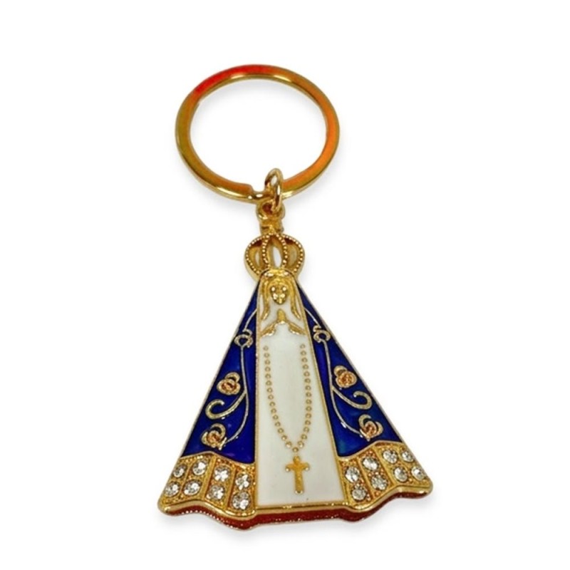 Chaveiro Dourado Nossa Sra. Aparecida Cravejado Decorativo