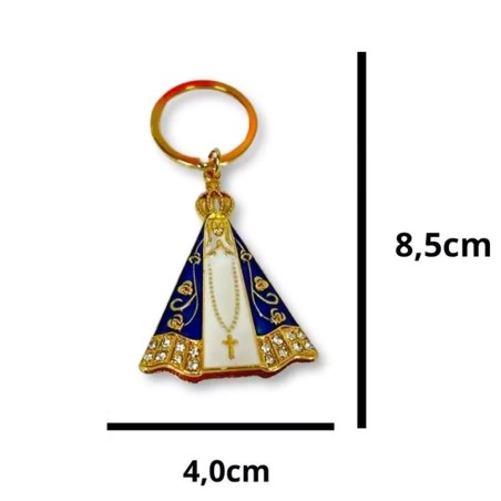 Chaveiro Dourado Nossa Sra. Aparecida Cravejado Decorativo