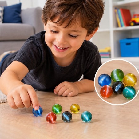 Kit Bolinhas De Gude Fubeca Em Vidro Olho De Gato 6 Peças 2,5cm