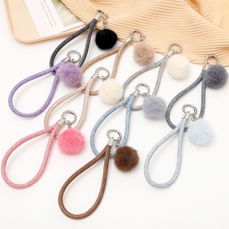 Cordão De Mão Pulso Para Celular Anti Perda Segurança Com Pompom