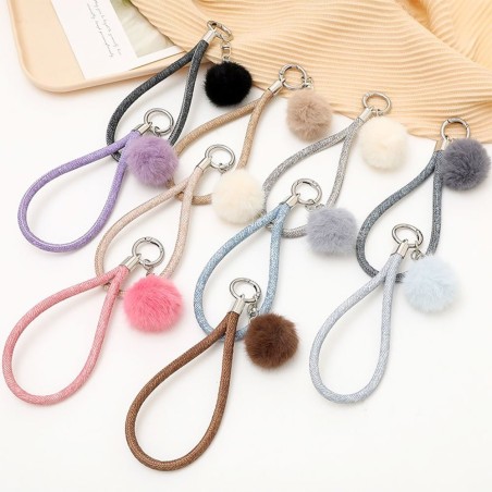 Cordão De Mão Pulso Para Celular Anti Perda Segurança Com Pompom