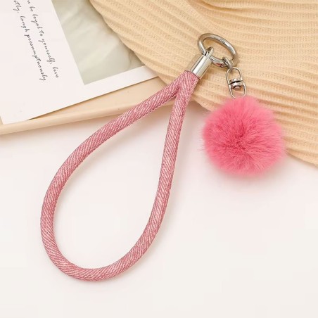 Cordão De Mão Pulso Para Celular Anti Perda Segurança Com Pompom