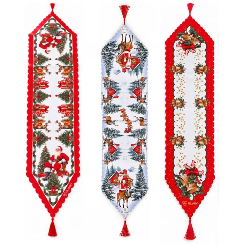 Trilho Caminho De Mesa Natal Decoração Estampado Papai Noel 1,80m
