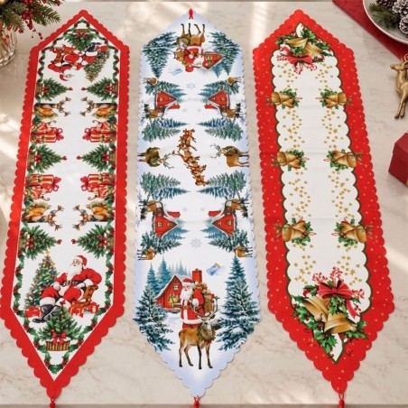 Trilho Caminho De Mesa Natal Decoração Estampado Papai Noel 1,80m 2