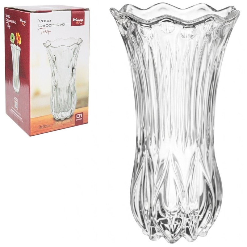 Vaso Decorativo Tulip De Vidro Resistente 19cm 400ml