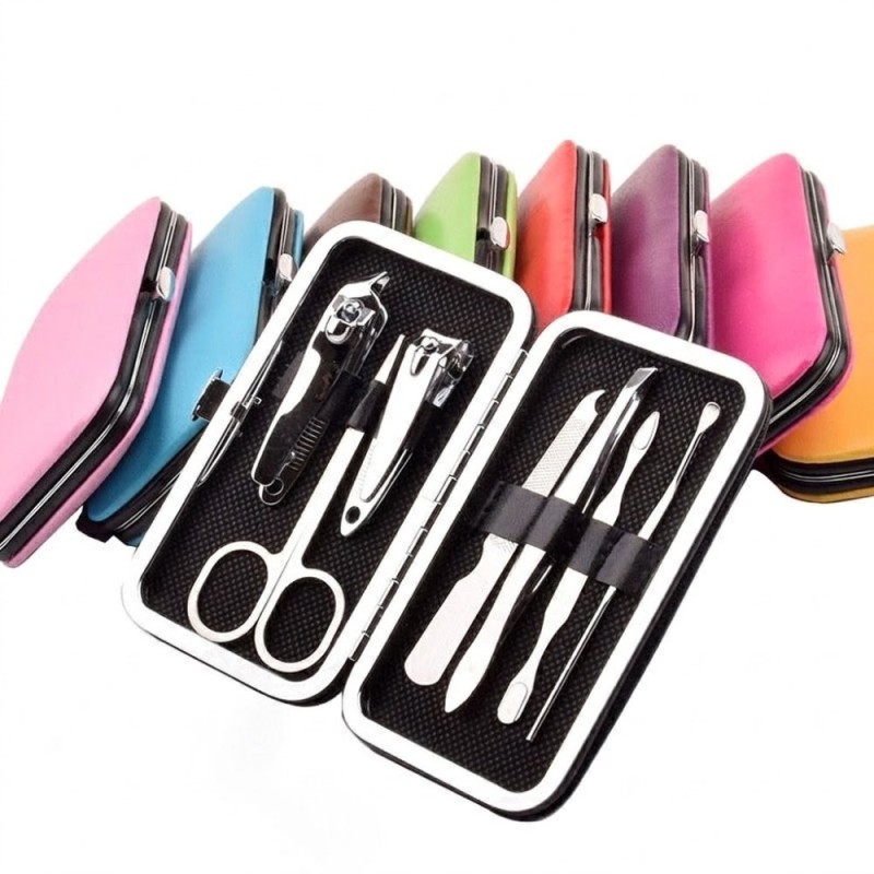 Kit Manicure Portátil Aço Inoxidável Com Estojo 7 Peças
