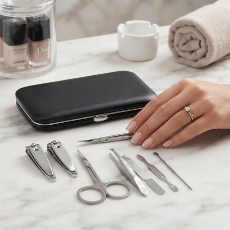 Kit Manicure Portátil Aço Inoxidável Com Estojo 7 Peças