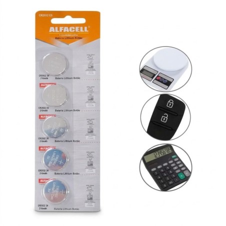 Bateria Botão Pilha 150mAh De Litio 3V Alfacell Alta Resistência 5 pçs