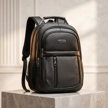 Mochila Notebook Masculina Executiva Couro Sintético Alça Cabo De Aço
