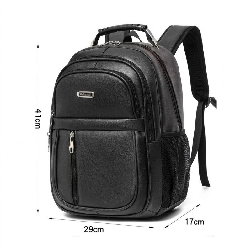 Mochila Notebook Masculina Executiva Couro Sintético Alça Cabo De Aço