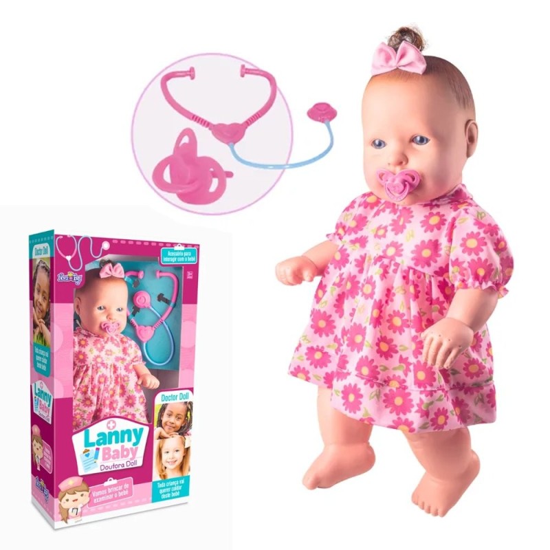 Boneca Lanny Baby Doutora Brinquedo Infantil Com Acessórios 47cm