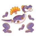Quebra Cabeça 3D Educativo Dinossauro T-Rex Em Madeira Montessori