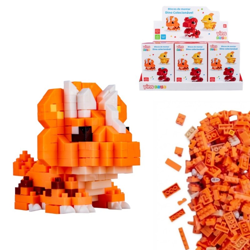 Kit Mini Blocos De Montar Dinossauros Coloridos Colecionáveis