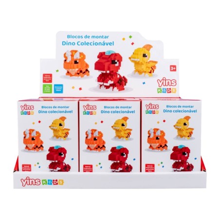 Kit Mini Blocos De Montar Dinossauros Coloridos Colecionáveis