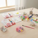 Kit De Pintura Infantil Educativo Pincel Tintas Cards Godê