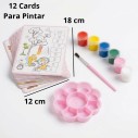 Kit De Pintura Infantil Educativo Pincel Tintas Cards Godê