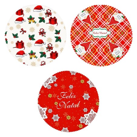 Toalha De Mesa Natalina Redonda 150cm Decoração Natal Em Poliester