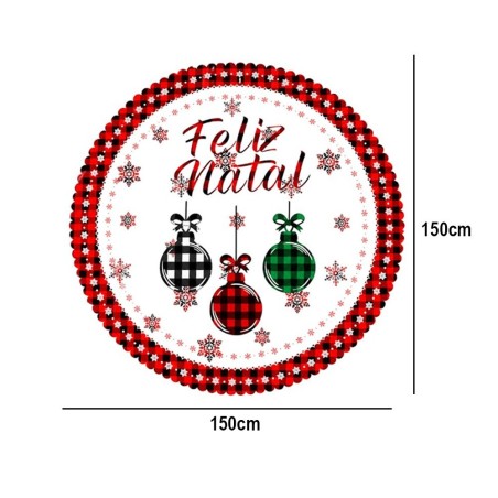 Toalha De Mesa Natalina Redonda 150cm Decoração Natal Em Poliester